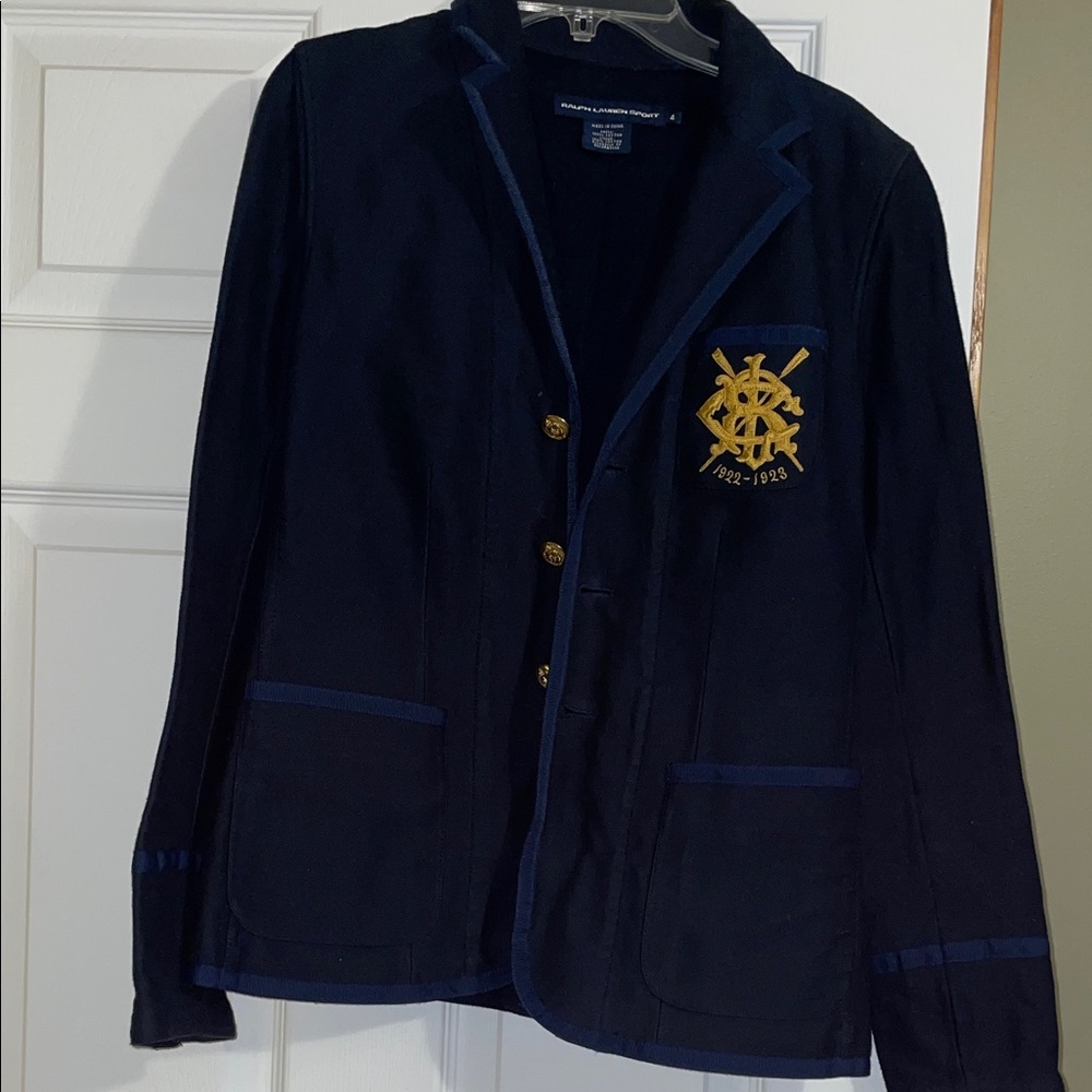 Ralph Lauren Navy Blazer with Gold Emblem